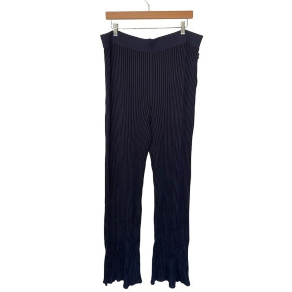 Ted Baker Navy Ribbed Wide-Leg Pants